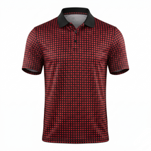Load image into Gallery viewer, Red and black checkered polo shirt on a white background