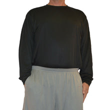 Load image into Gallery viewer, Big & Tall - DriWize™ Birdseye Mesh - Crewneck Shirt - Long Sleeve -black