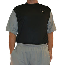 Load image into Gallery viewer, Big & Tall - DriWize™ Birdseye Mesh - Crewneck Shirt - Short Sleeve (duo color) - black with grey