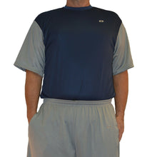 Load image into Gallery viewer, Big & Tall - DriWize™ Birdseye Mesh - Crewneck Shirt - Short Sleeve (duo color) - navy with light grey