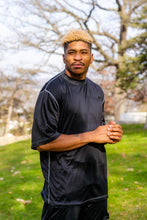 Load image into Gallery viewer, Big & Tall - Dri-Wize™ - Smooth Finish - Crewneck Shirt - Short Sleeve black with white stitches