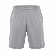 Load image into Gallery viewer, Gray shorts with a brand logo on a white background
