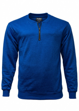 Load image into Gallery viewer, Blue sweatshirt with a zipper on a white background
