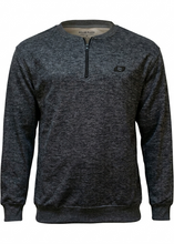 Load image into Gallery viewer, Dark gray sweatshirt with a small logo on a white background
