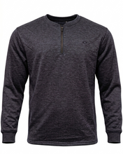 Load image into Gallery viewer, Dark gray long-sleeve shirt with a quarter zip on a white background
