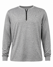 Load image into Gallery viewer, Gray long-sleeve shirt with a black zipper on a white background
