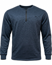 Load image into Gallery viewer, Blue long-sleeve shirt with a quarter zip on a white background
