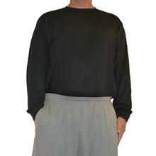 Load image into Gallery viewer, Big &amp; Tall - DriWize™ Birdseye Mesh - Crewneck Shirt - Long Sleeve -black
