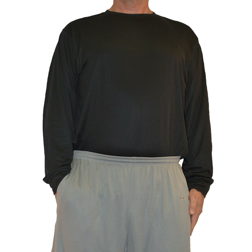 Big & Tall - DriWize™ Birdseye Mesh - Crewneck Shirt - Long Sleeve -black