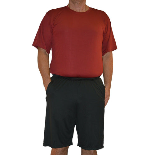 Big & Tall - DriWize™ Birdseye Mesh - Crewneck Shirt - Short Sleeve - burgundy