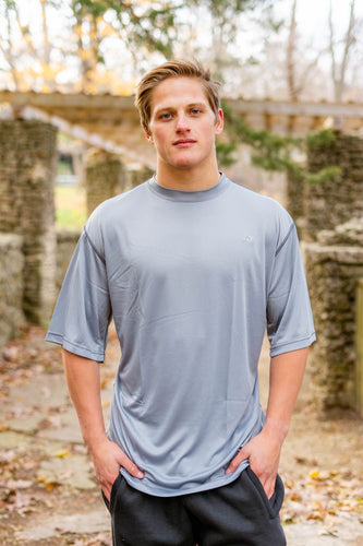 Big & Tall - Dri-Wize™ - Smooth Finish - Crewneck Shirt - Short Sleeve - grey with black stitches